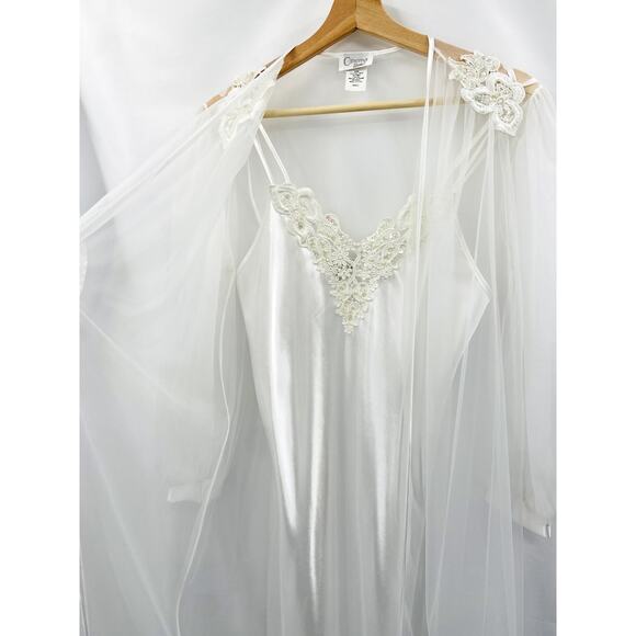 Vintage Cinema Girls White Mesh Satin Nightgown Set - Picture 4 of 6